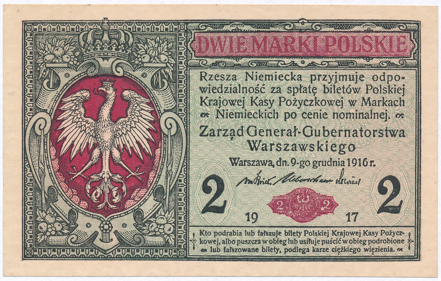 2 marki polskie 1917 seria B - Generał